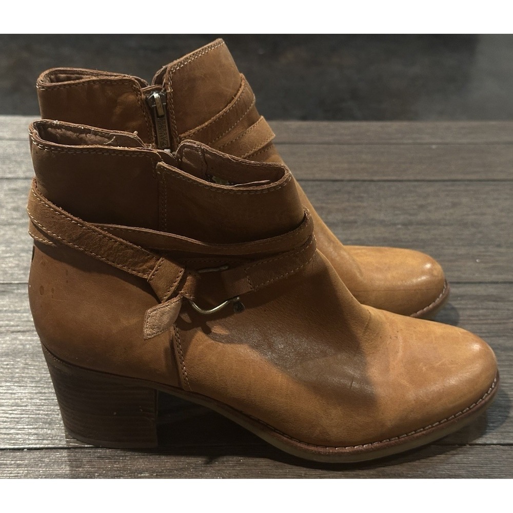 Sperry Topsider Chelton Leather Buckle Block Heel Ankle Boot Side Zip Size 11